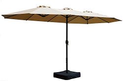 Kozyard Butterfly 14′ Outdoor Patio Double-Sided Aluminum Umbrella with Crank and Base