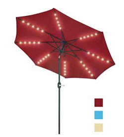 Patio Watcher 9 Feet Solar Umbrella 40 LED Lighted Patio Umbrella Outdoor Umbrella Market Table  ...