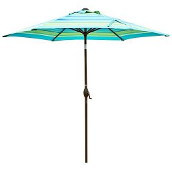 Abba Patio Outdoor 9-Feet Table Umbrella with Push Button Tilt and Crank Lift, Turquoise Striped