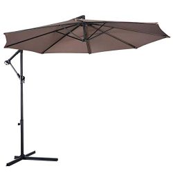 Tangkula Patio Umbrella 10ft Outdoor Sun Shade Umbrella Hanging Offset Crank W/Corss Base 8 Rips ...