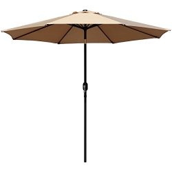 ABBLE Outdoor Patio Umbrella 9 Ft with Tilt and Crank, Weather Resistant, UV Protective Umbrella ...