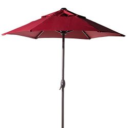 Abba Patio 7.5 Ft Patio Umbrella with Easy Push Button Tilt and Crank Lift, Red