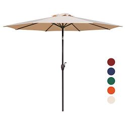 KINGYES 9Ft Patio Table Umbrella Outdoor Umbrella with Push Button Tilt and Crank for Commercial ...