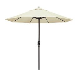 California Umbrella 9′ Round Aluminum Market Umbrella, Crank Lift, Auto Tilt, Bronze Pole, ...