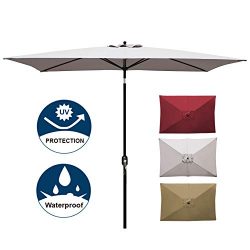 Blissun Rectangular Patio Umbrella Outdoor Market Table Umbrella with Push Button Tilt and Crank ...