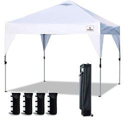 Keymaya 10’x10′ Ez Pop-up Canopy Instant Tent with Corner Skirt, White