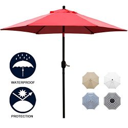 Sunnyglade 7.5′ Patio Umbrella Outdoor Table Market Umbrella with Push Button Tilt/Crank,  ...