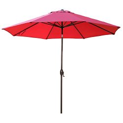 Abba Patio 11-Feet Patio Umbrella Outdoor Table Umbrella with Push Button Tilt and Crank, Red