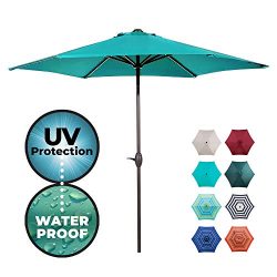 Abba Patio Outdoor Patio Market Table Umbrella with Push Button Tilt and Crank, 9-Feet, Teal Blue