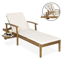 Best Choice Products 79x30in Acacia Wood Chaise Lounge Chair Recliner, Outdoor Furniture for Pat ...