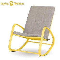 Sophia and William Outdoor Patio Rocking Chair Padded Steel Rocker Chair Support 300lbs, Yellow