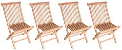 Zenvida Teak Wood Folding Patio Dining Chair Set of 4 (4 Chairs)