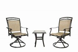 Patio Bistro Table Set 3 Piece Swivel Rocking Chairs Patio Garden Backyard Outdoor Patio Furnitu ...