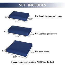 Kinbor Patio Wicker Furniture Sectional Sofa Seat Rattan Patio Seating Cushion Cover Set (Dark Blue)