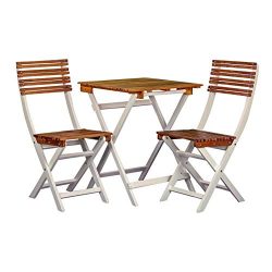 DTY Outdoor Living South Park 3-Piece Acacia Outdoor Patio Cafe Bistro Set with Square Folding T ...