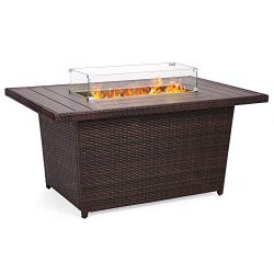 Best Choice Products 52in Outdoor Wicker Propane Gas Fire Pit Table for Patio, 50,000 BTU w/Alum ...