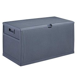 Ainfox Patio Storage Deck Box, Outdoor Storage Plastic Bench Box – All Weather Resin Wicke ...