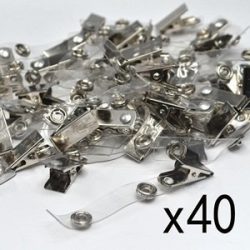 Bluecell Pack of 40 Pcs Metal Clips with Clear Vinyl Straps/snaps for Id Badge Holder