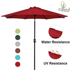 Grand Patio 9 FT Enhanced Aluminum Patio Umbrella, UV Protected Outdoor Umbrella with Auto Crank ...