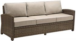 Crosley Furniture Bradenton Outdoor Wicker Patio Sofa with Cushions – Sand