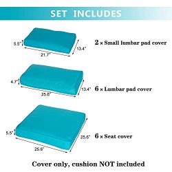 Kinbor Patio Wicker Furniture Sectional Sofa Seat Rattan Patio Seating Cushion Cover Set (Blue)