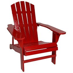 Sunnydaze Classic Outdoor Wooden Adirondack Patio Chair, Red