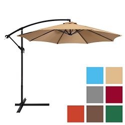 Best Choice Products Patio Umbrella Offset 10′ Hanging Umbrella Outdoor Market Umbrella Ta ...