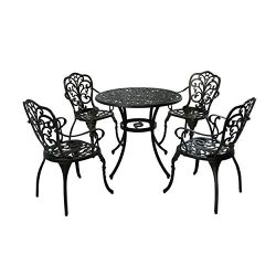 Great Deal Furniture 305416 Zona Outdoor 5 Piece Cast Aluminum Dining Set, Shiny Copper