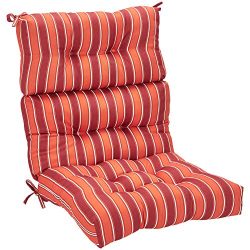 AmazonBasics High Back Chair Patio Cushion- Red Stripes