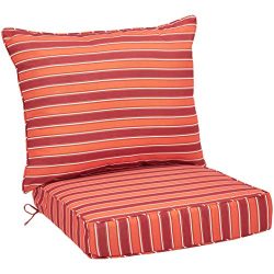 AmazonBasics Deep Seat Patio Cushion- Red Stripes