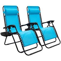 Devoko Patio Zero Gravity Chair Outdoor Free Folding Adjustable Chaise Lounge Chairs Beach Pool  ...