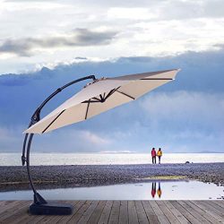 Grand Patio Napoli Deluxe 11 FT Curvy Aluminum Offset Umbrella, Patio Cantilever Umbrella with B ...