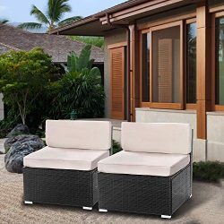 Aclumsy 2 Pieces Patio sectional Sofa Set (2 Pieces, Black)