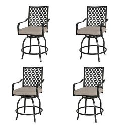 Ulax furniture Outdoor 4-Piece Counter Height Swivel Bar Stools High Patio Dining Chair Set