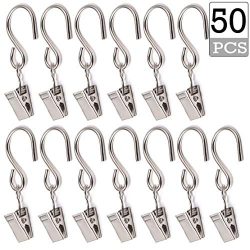 50PCS Curtain Clips with Hooks for Hanging Clamp Hangers Gutter Hooks for Party String Light Out ...