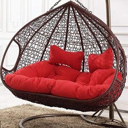 YEARLY Egg Nest Shaped Chair Cushions, Basket Cushion Wicker Rattan Swing Chair Pads Hanging Ham ...