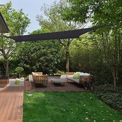 Lehood 12′ x 12′ Sun Shade Sail Rectangle Canopy Gray, Shade Sail UV Block for Yard  ...