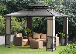 sunjoy 10 x 12 Heavy Duty Galvanized Steel Hardtop Wyndham Patio Gazebo