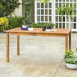 WE Furniture AZWSDTBR Outdoor Dining Table, 60″, Brown