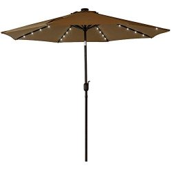 Sundale Outdoor Solar Powered 32 LED Lighted Patio Umbrella Table Market Umbrella with Crank and ...