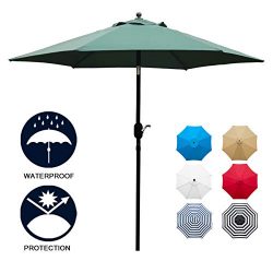 Sunnyglade 7.5′ Patio Umbrella Outdoor Table Market Umbrella with Push Button Tilt/Crank,  ...