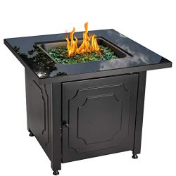 Blue Rhino Outdoor Propane Gas Fire Pit with Black Glass Top and Green Fire Glass – Add Wa ...