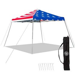 Punchau American Flag Pop Up Canopy Tent – UV Coated, Waterproof Instant Outdoor Gazebo Tent