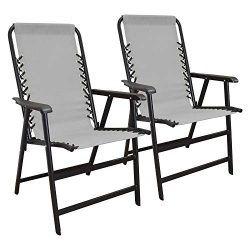 Caravan Canopy Infinity Suspension Steel Frame Folding Chair, Gray (2 Pack)