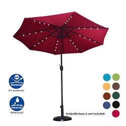 Sundale Outdoor Solar Powered 32 LED Lighted Patio Umbrella Table Market Umbrella with Crank and ...