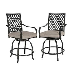 Ulax furniture Outdoor 2-Piece Counter Height Swivel Bar Stools High Patio Dining Chair Set