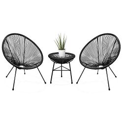 Best Choice Products 3-Piece Patio Woven Rope Acapulco Conversation Bistro Set Outdoor Furniture ...