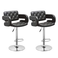 Iusun Set of 2 Swivel Stool Leopard Rolling Chair Bar Adjustment Height Office Seat Salon Cushio ...