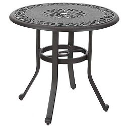 PHI VILLA 32″ Cast Aluminum Patio Outdoor Retro Bistro Table Round Dining Table with Frost ...