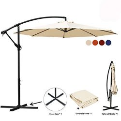 JEAREY Patio Umbrella 10 Ft Offset Cantilever Umbrellas Outdoor Market Hanging Umbrella & Cr ...